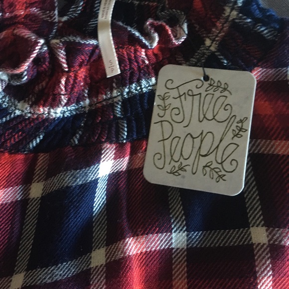 Free People Charlie Ruffle Plaid Top Sz Small NWT - Picture 4 of 6